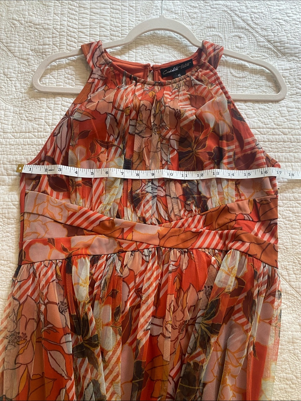 Candalite Petite FLORAL Halter Maxi Dress in Rust Orange, Yellow & Brown Sz LP - Picture 10 of 15